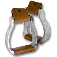 WESTERN ALUMINIUM STIRRUPS LEATHER COVERED AND DECORATION