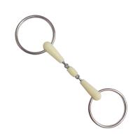 STAINLESS STEEL SNAFFLE BIT RING WITH OLIVE AND RUBBER MOUTHPIECE
