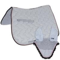 SET ENGLISH SADDLE PAD DERBY WITH CORDS WITH MATCHING BONNET - 8172