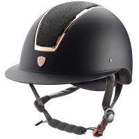 TATTINI RIDING HELMET WITH WIDE VISOR AND GOLDEN PINK DETAILS