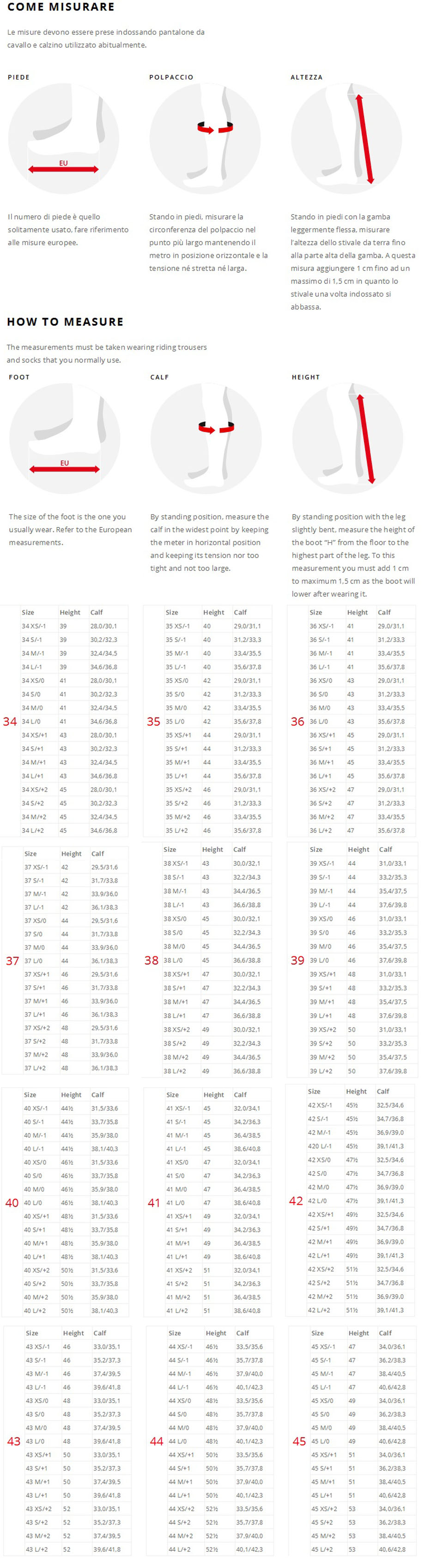 Ego7 Size Chart