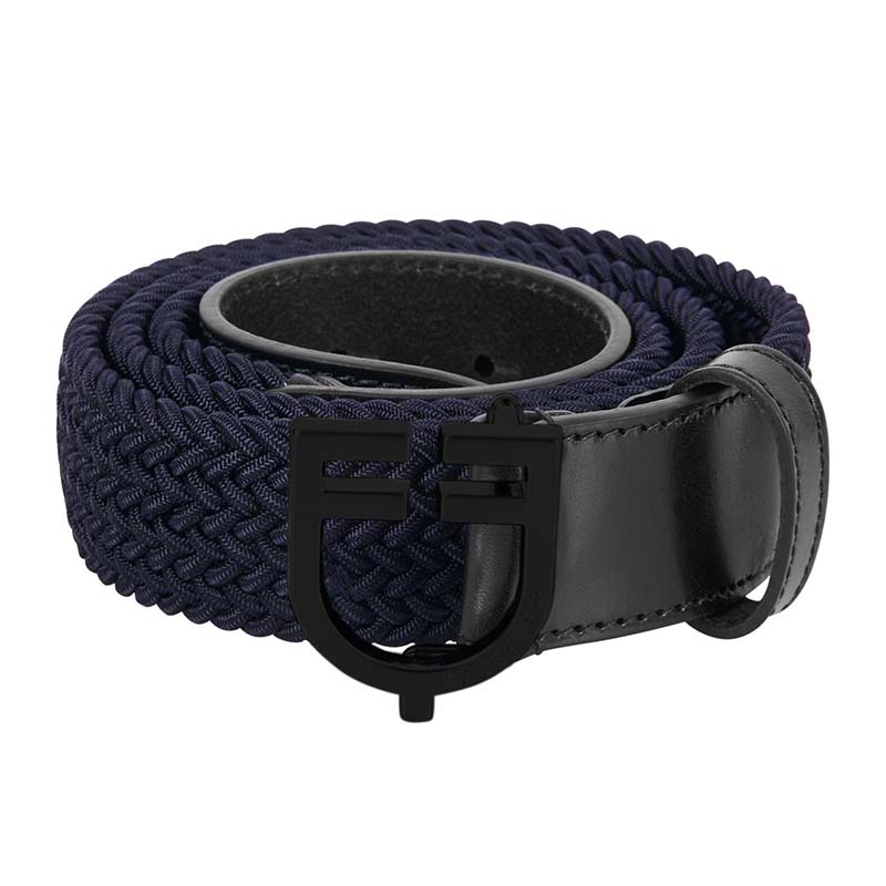 Equestro Unisex Braided Elastic Belt with Logo Buckle - 9475