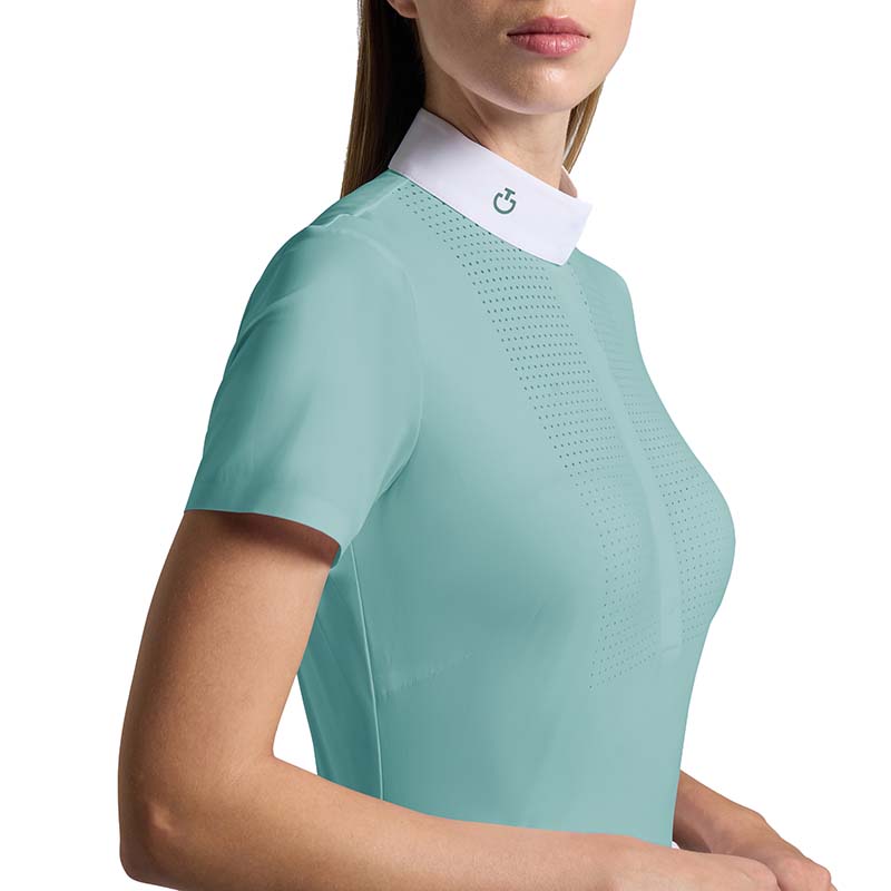 Women competition polo shirt perforated front w/short sleeves - 9684