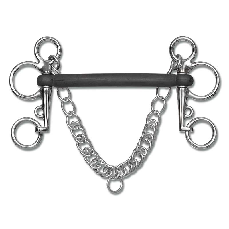 Waldhausen Pelham Bit with rubber mouthpiece and curb chain - 3442