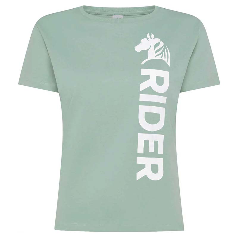 Women's Equestrian T-Shirt SAGE RIDER - sage green/white print - 9398