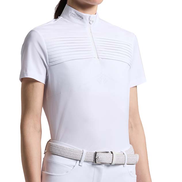 Women short sleeve competition polo cavalleria toscana - pleated detail