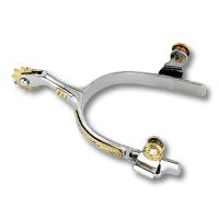 STAINLESS STEEL WESTERN SPURS WITH DECORATED NARROW BANDS