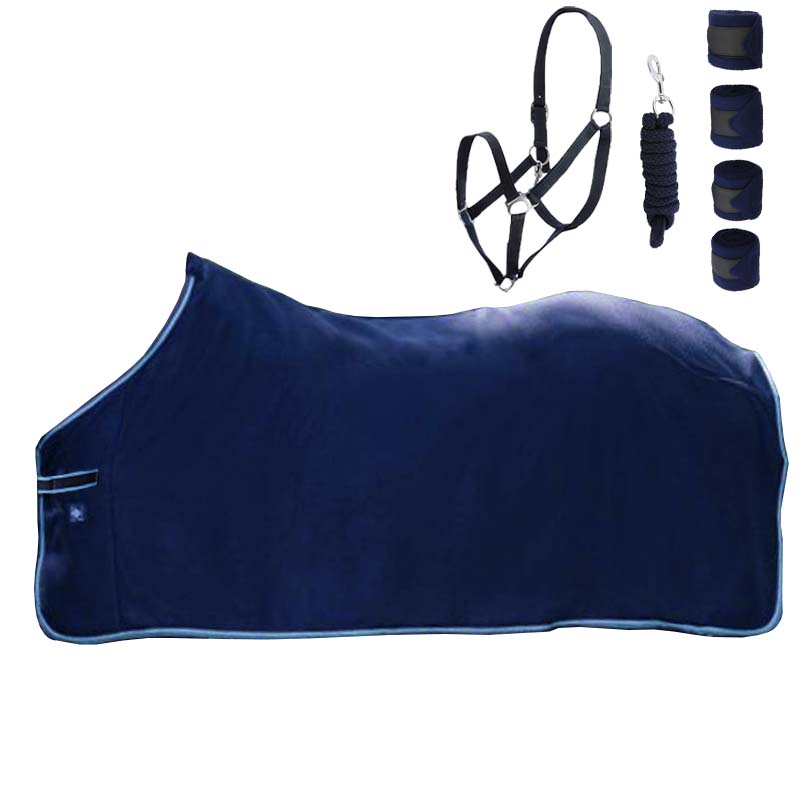 Horse Fleece Rug with Accessories - Full set w/polo bandages, lead rope and headcollar - 0673