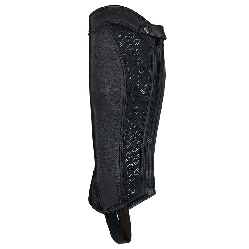 Equestro Unisex Half Chaps VESPUCCI in leather with logo insert - 3551