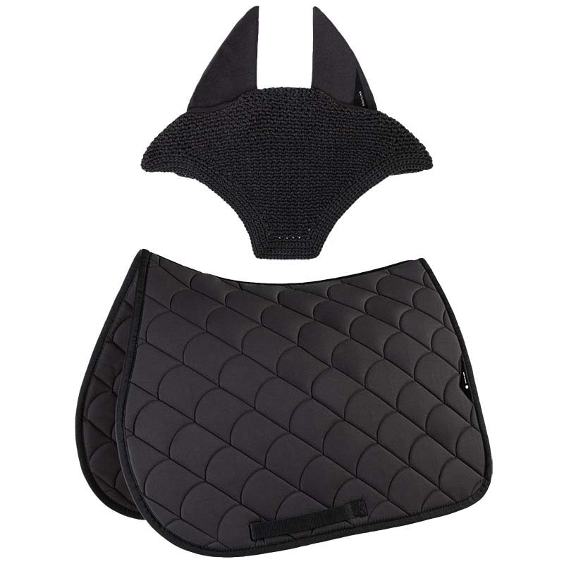 Equiline vive set saddle pad and fly veil with shock-absorbing quilting - 3474