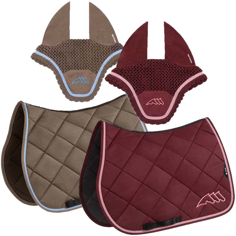 Equiline chroma set saddle pad and fly veil w/colored trim - 3469