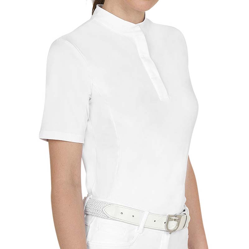 Equestro Competition Polo for women - short sleeve, hidden buttons - 9060