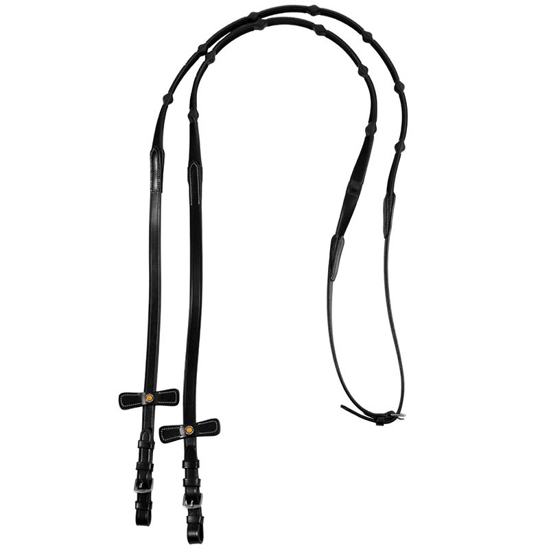 English Reins with Stoppers Equestro - leather and rubber grip - 2377