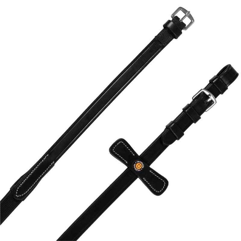 English Reins with Stoppers Equestro - leather and rubber grip - 2377