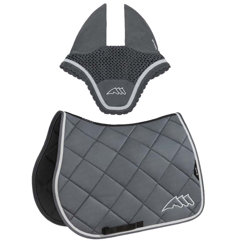 Equiline chroma set saddle pad and fly veil w/colored trim - 3469